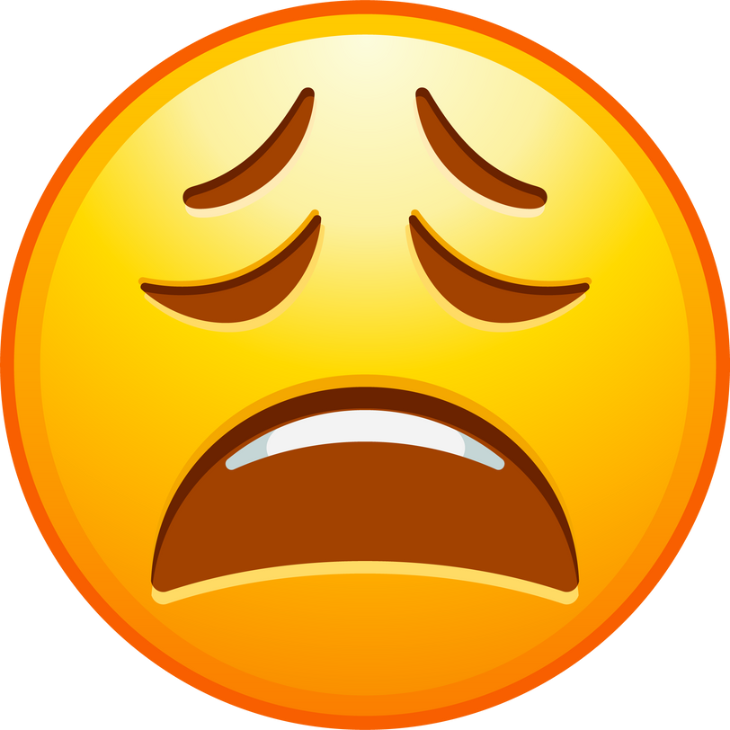 Top quality emoticon. Exhausted emoji. Tired emoticon, yellow face with closed eyes.